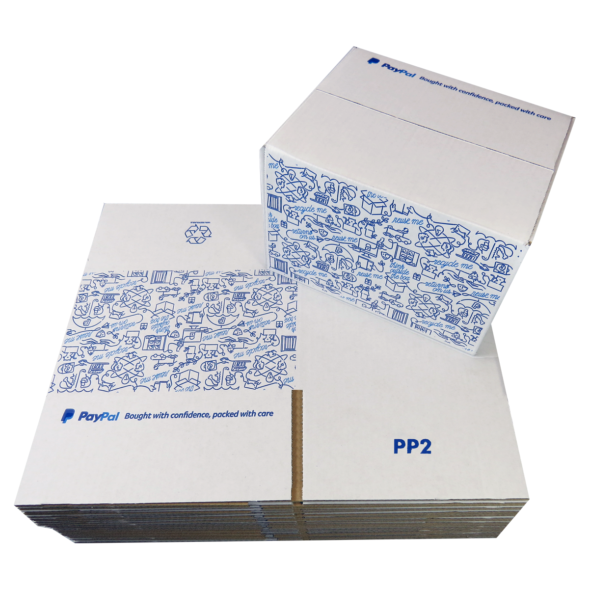 1000 x PP2 PayPal Branded Quality White Single Wall Cardboard Postal Mailing Boxes 215x180x135mm